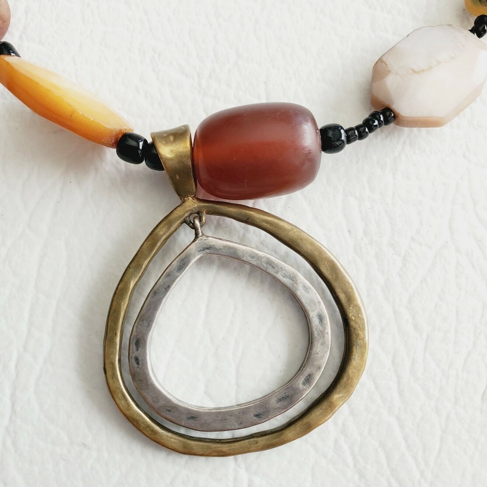 SILPADA Sterling Silver Bronze Shell Horn Bead Necklace Lobster Clasp N1787 - Picture 3 of 6